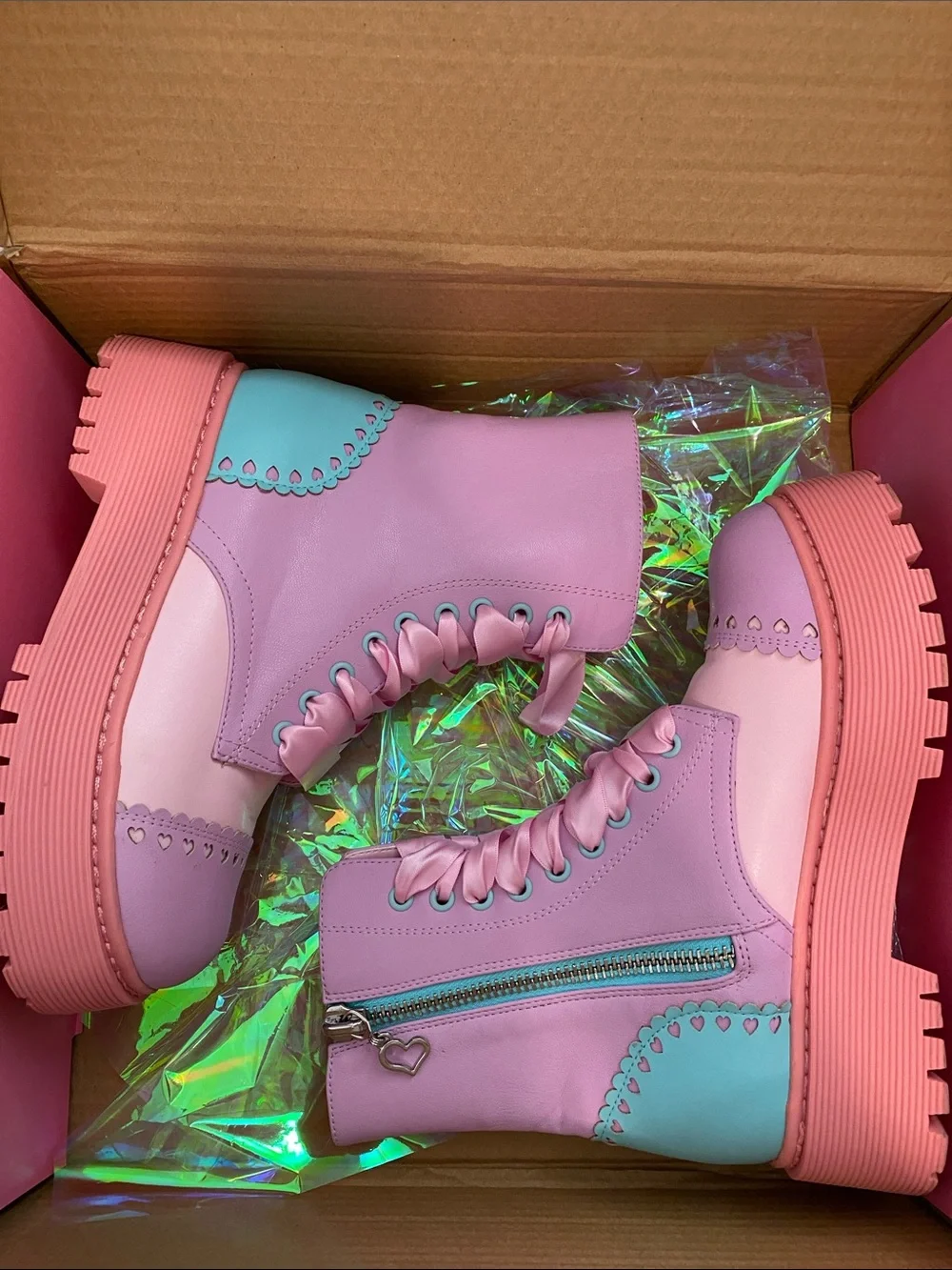 Pink Sugar Thrillz Lace-Up Platform Boots - Picture 3 of 4